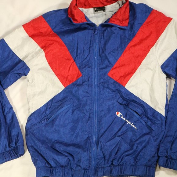 vtg CHAMPION Red White and Blue Full Zip Track Jacket Sz Small US Men Sz Med Wmn - Picture 3 of 14